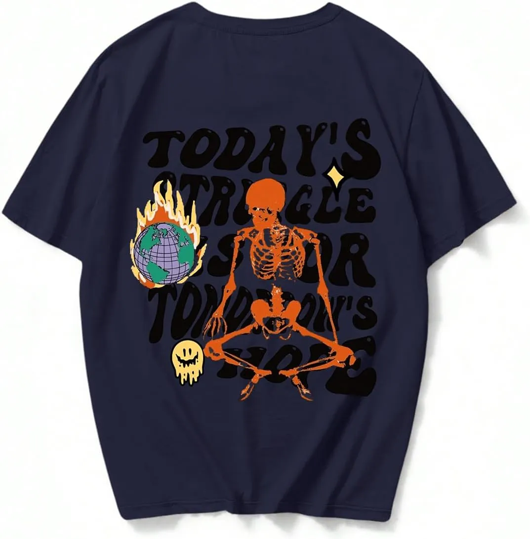 COZYEASE Men's Graphic Tees Letter Print Casual Short Sleeve T Shirts Summer Tops Vintage Tees