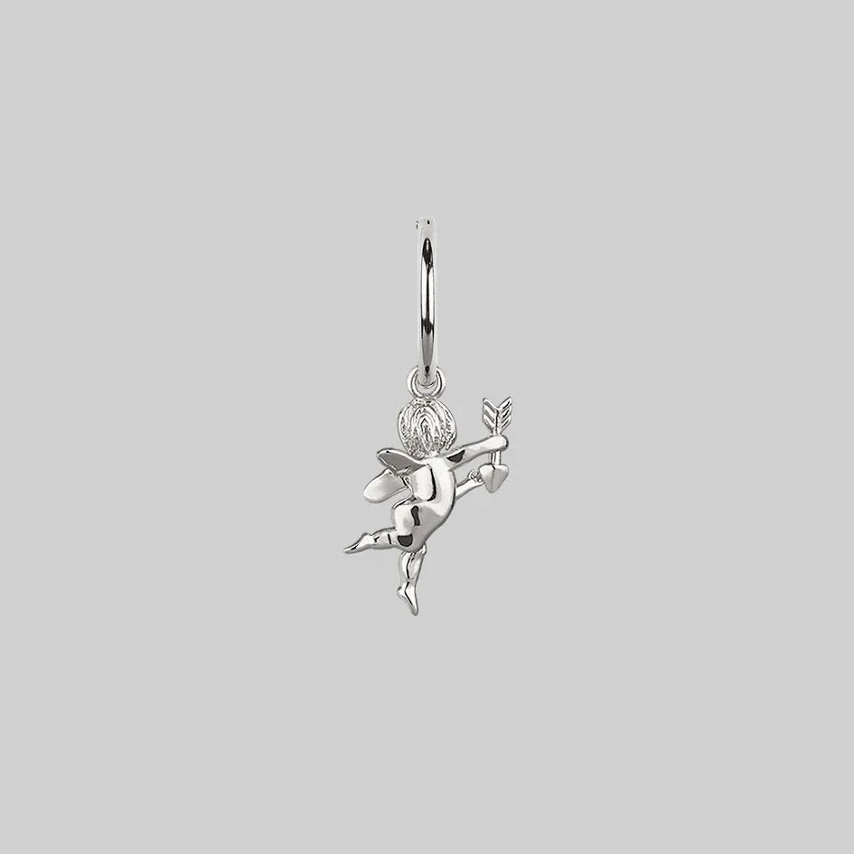 Cupid & Psyche Lovers Hoop Earrings - Silver