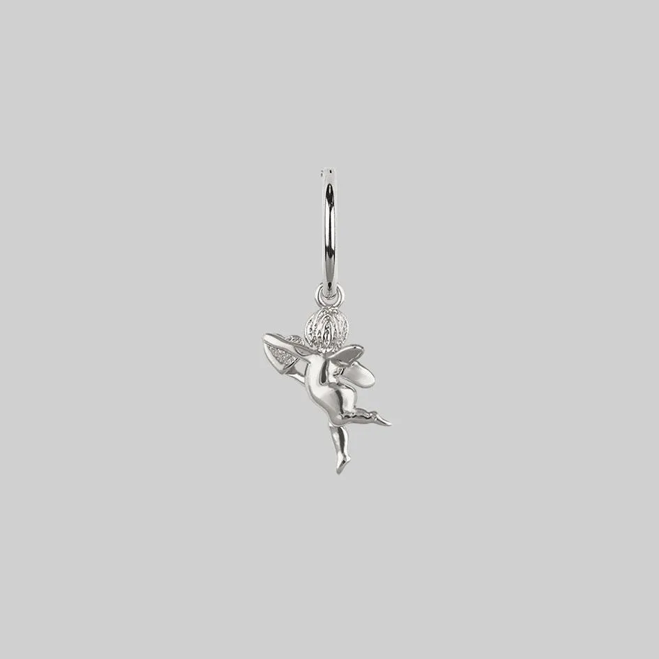Cupid & Psyche Lovers Hoop Earrings - Silver