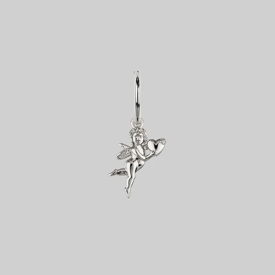 Cupid & Psyche Lovers Hoop Earrings - Silver