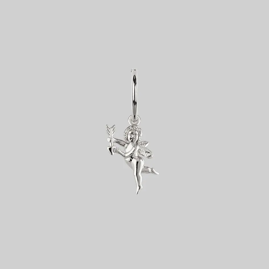 Cupid & Psyche Lovers Hoop Earrings - Silver