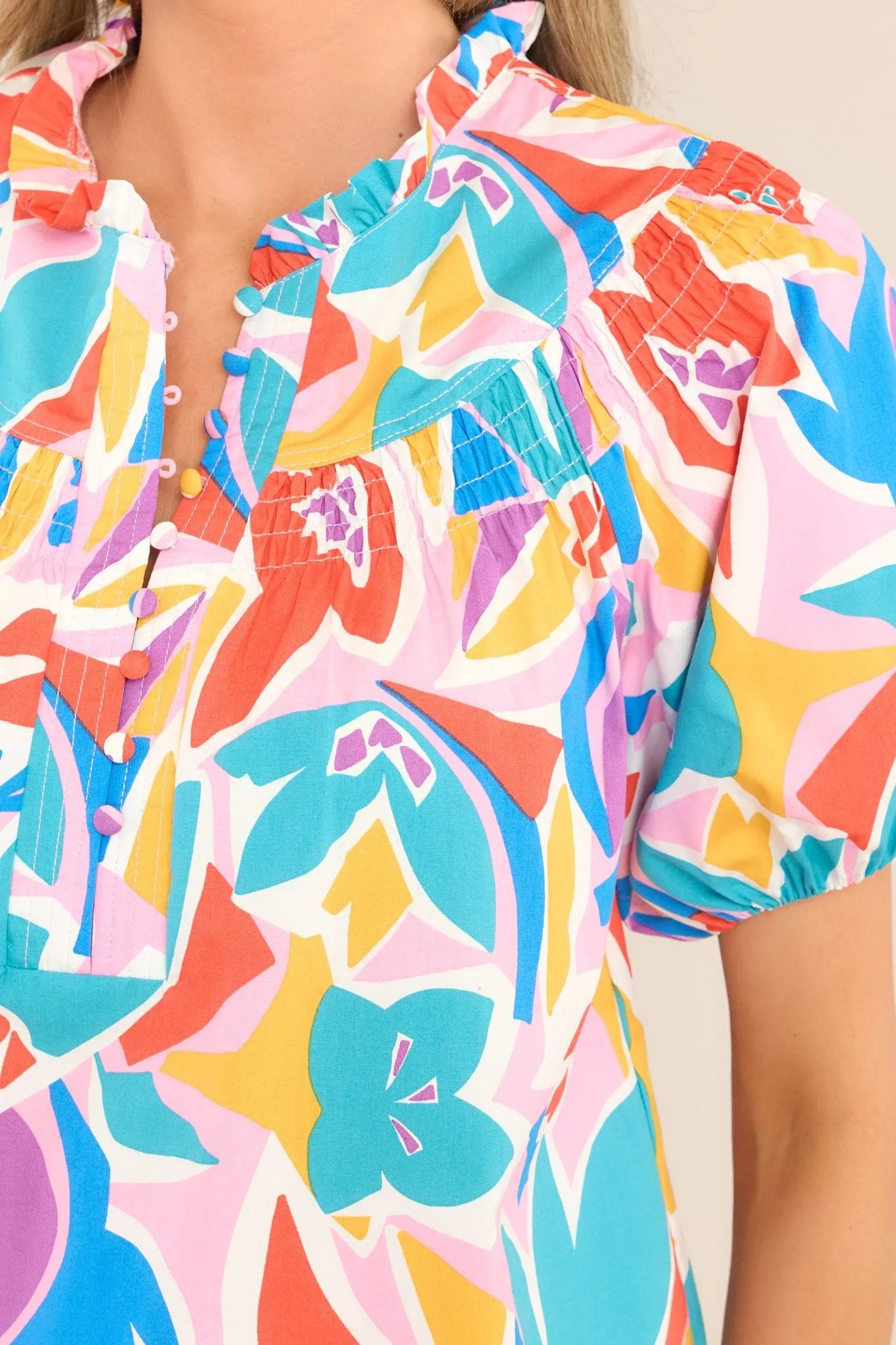 Daily Happenings Rainbow Floral Print Top