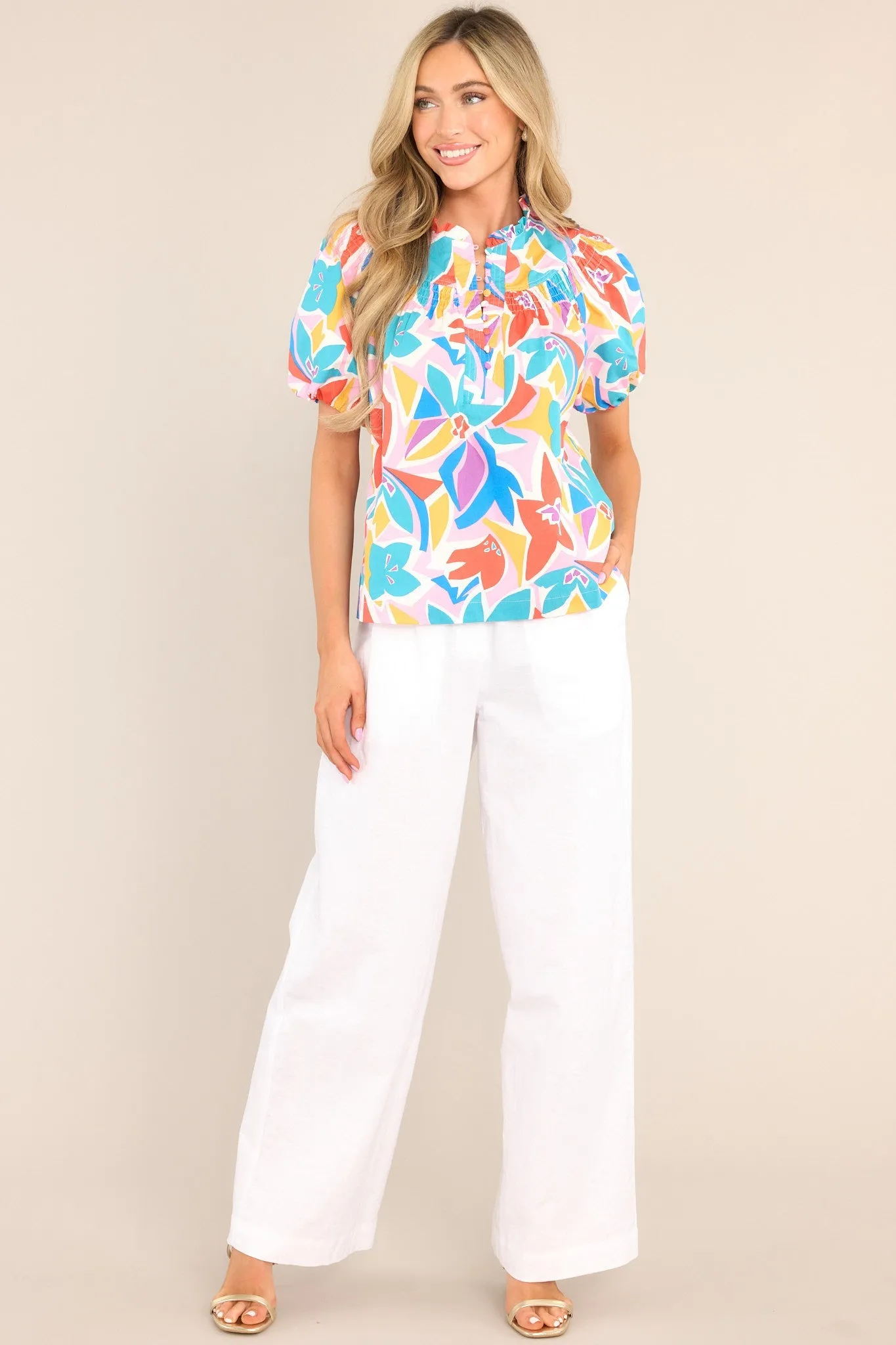 Daily Happenings Rainbow Floral Print Top