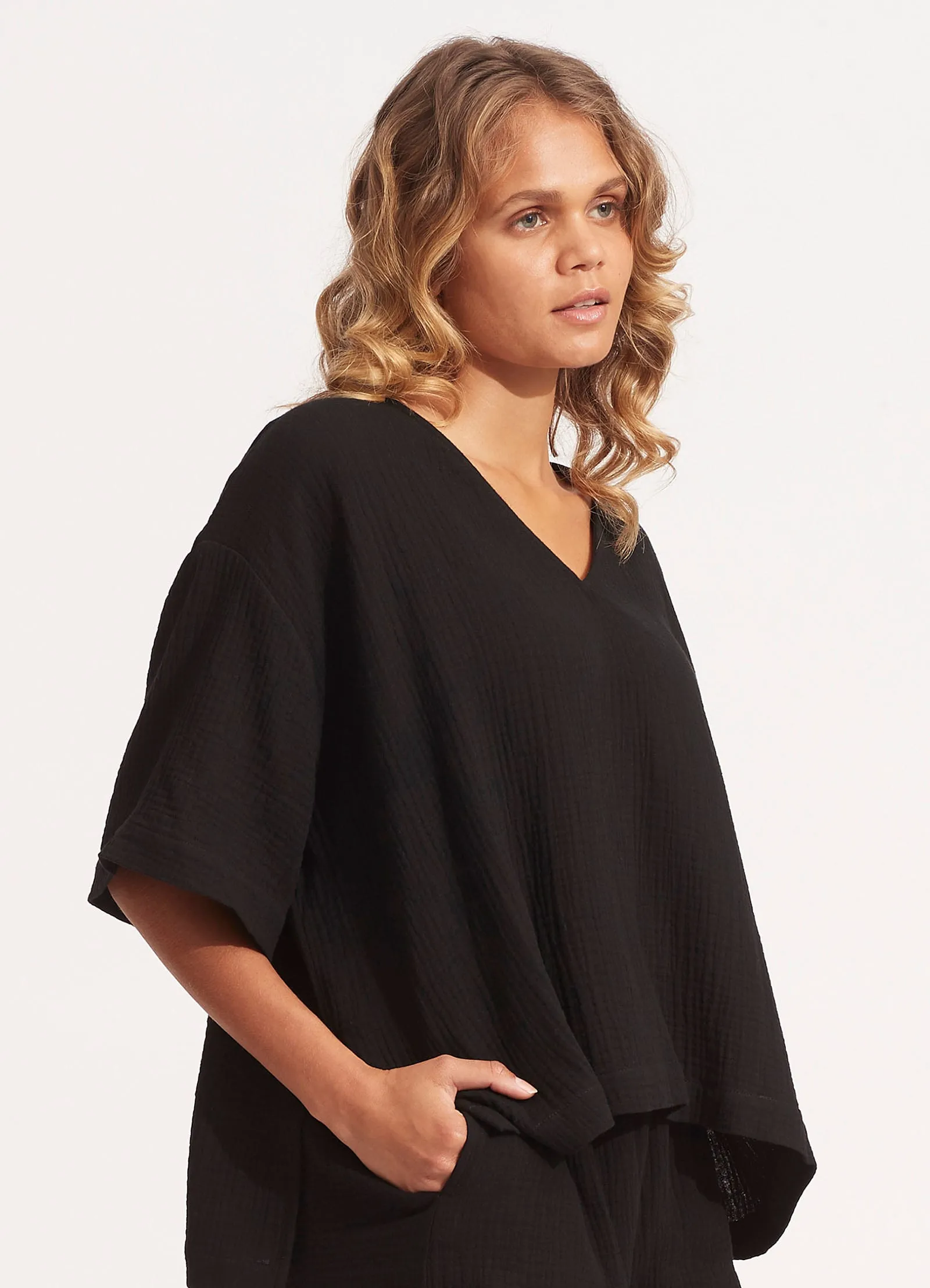 Double Cloth Top - Black