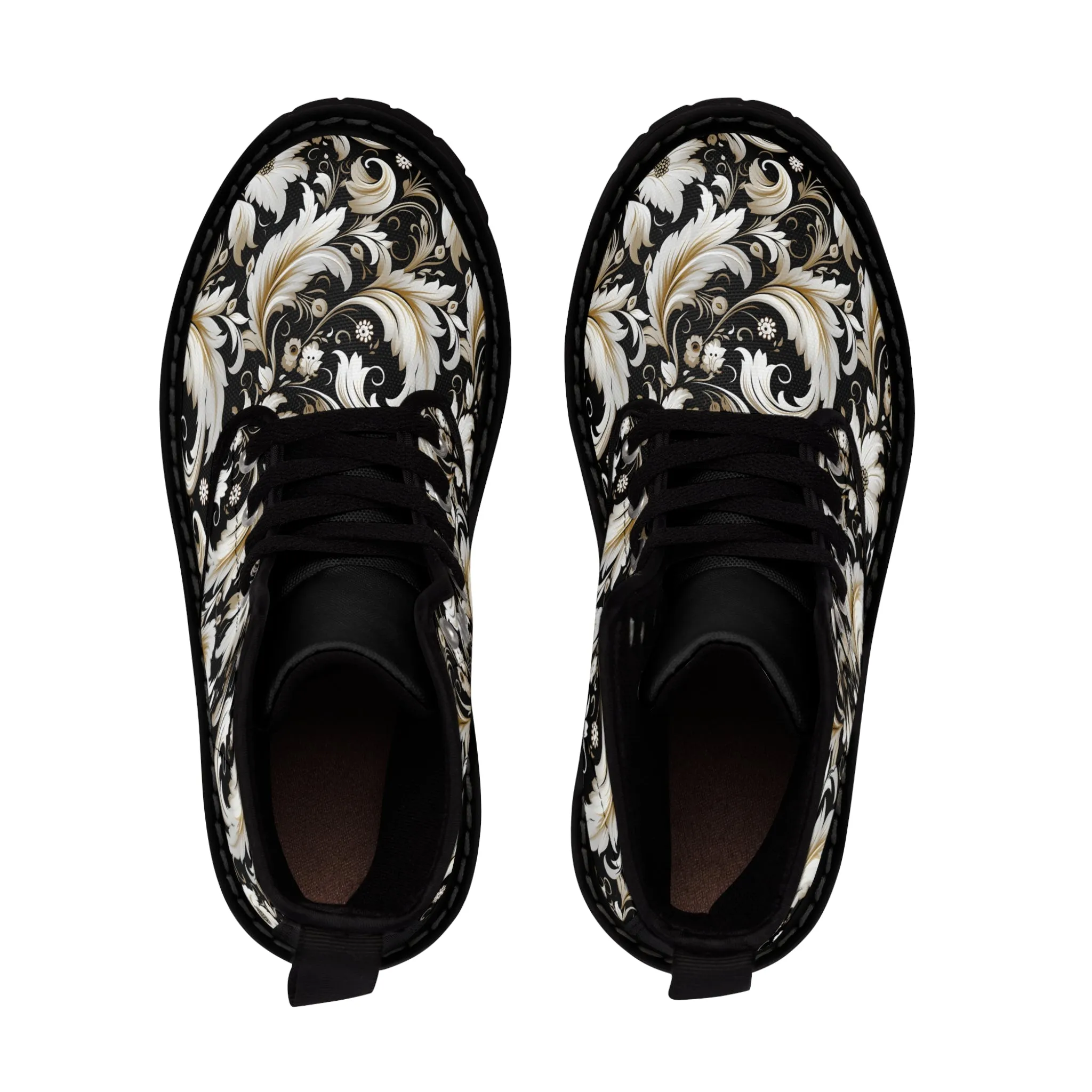 Floral Pattern Women's Canvas Boots