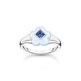 Flower Blue Stone Ring