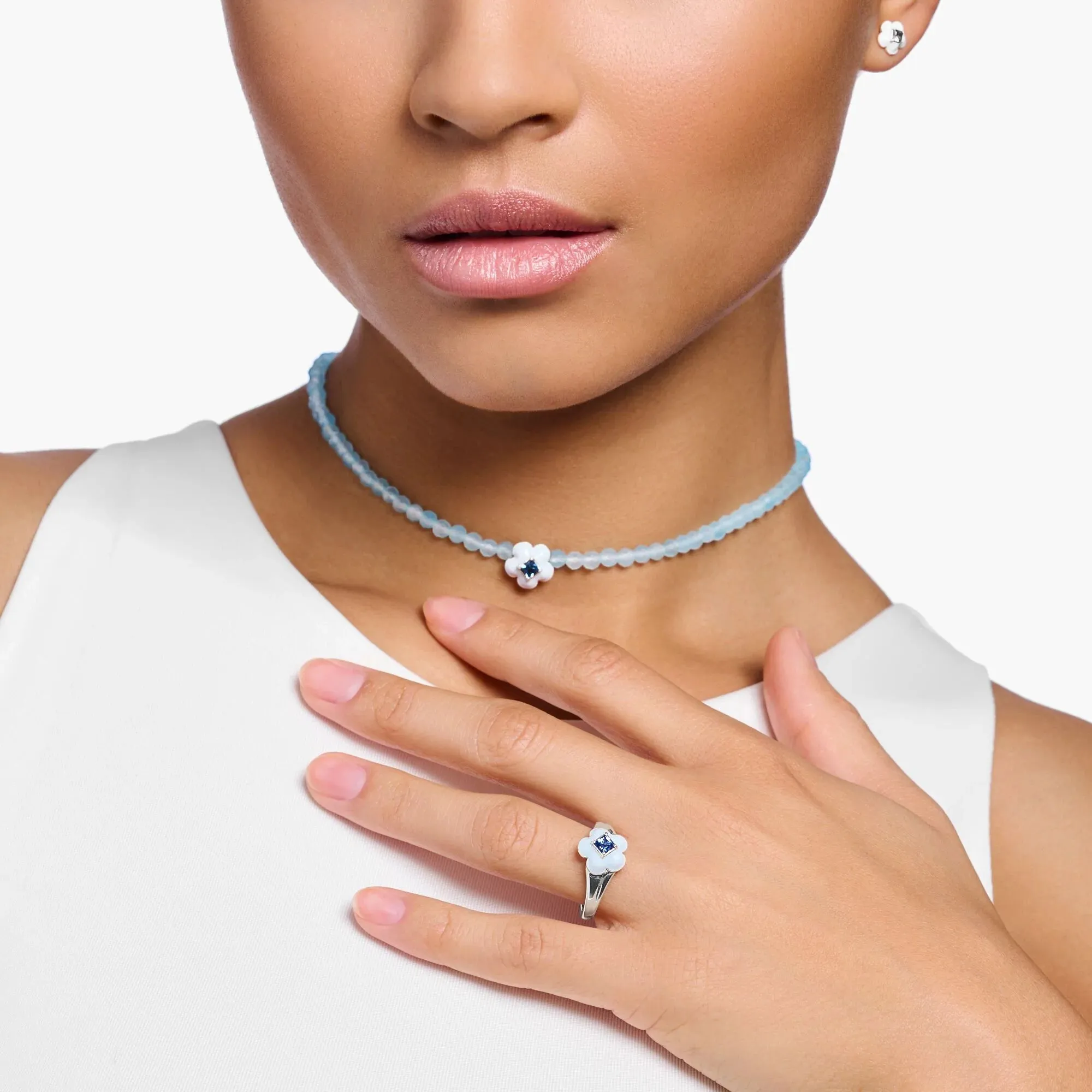 Flower Blue Stone Ring