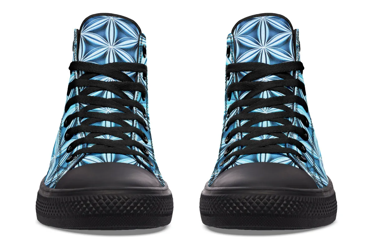 Flower Life Igloo Blue High Top Shoes