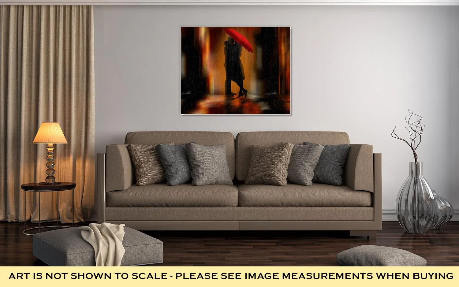 Gallery Wrapped Canvas, Downtown Fantasy Love And Romance Greeting Card Or Wall Art Illustration