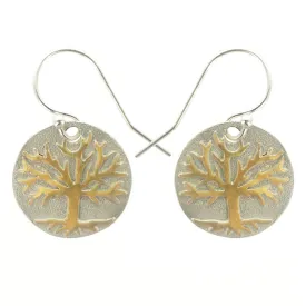 Gold Tree Of Life On Sterling Silver Earrings