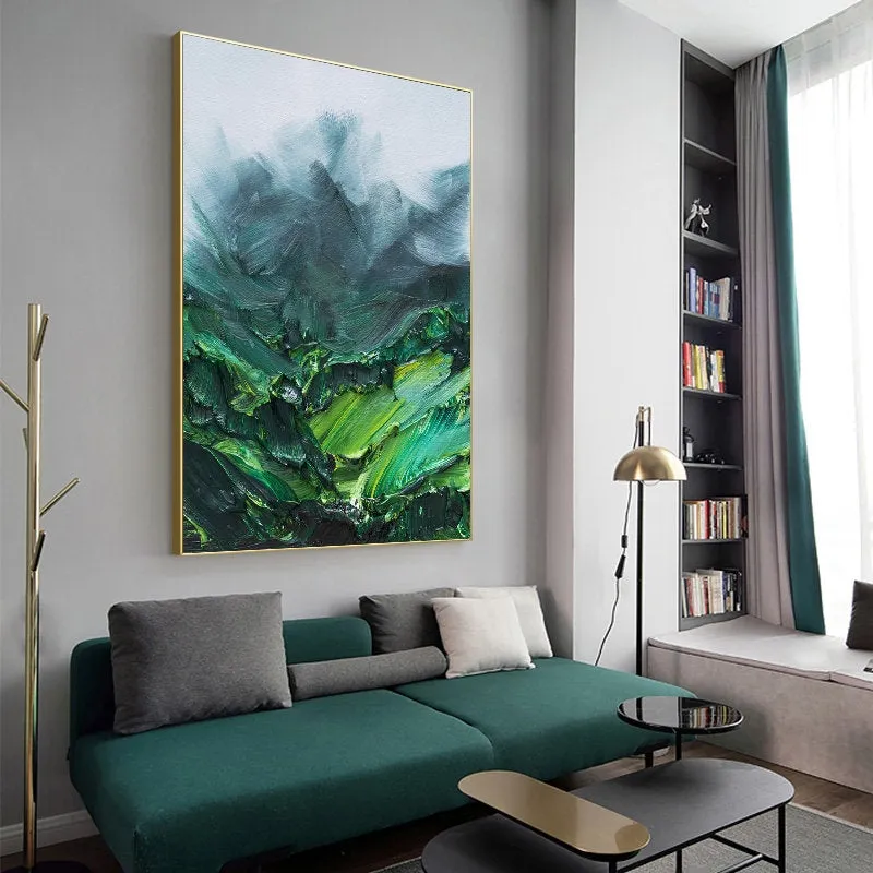 Green Abstract Painting Palette Knife Painting Heavy Textured Painting Wp076