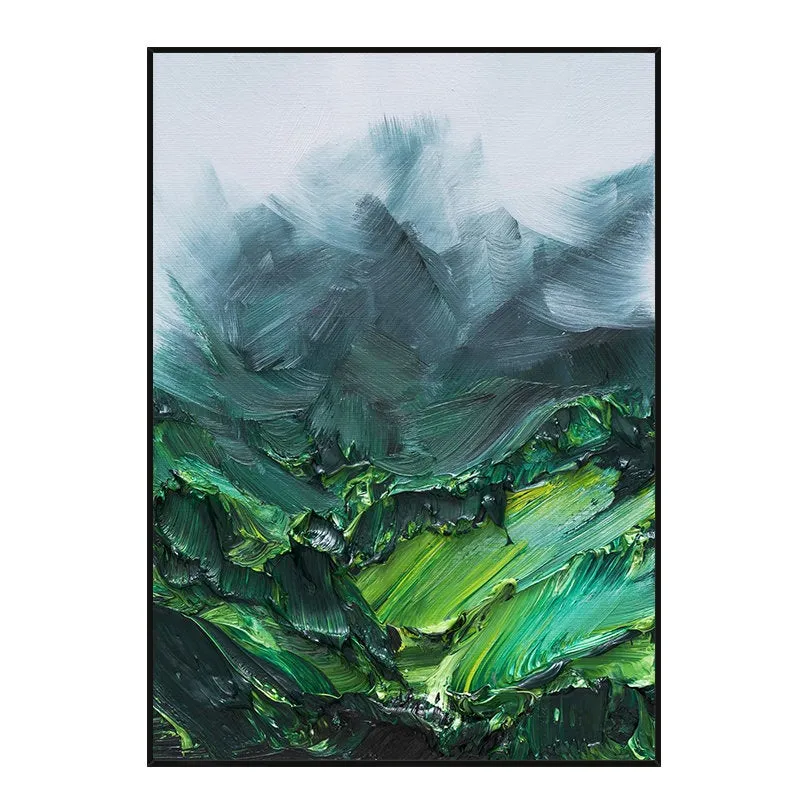Green Abstract Painting Palette Knife Painting Heavy Textured Painting Wp076