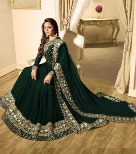 Green Colored Semi Stitched Georgette Suit