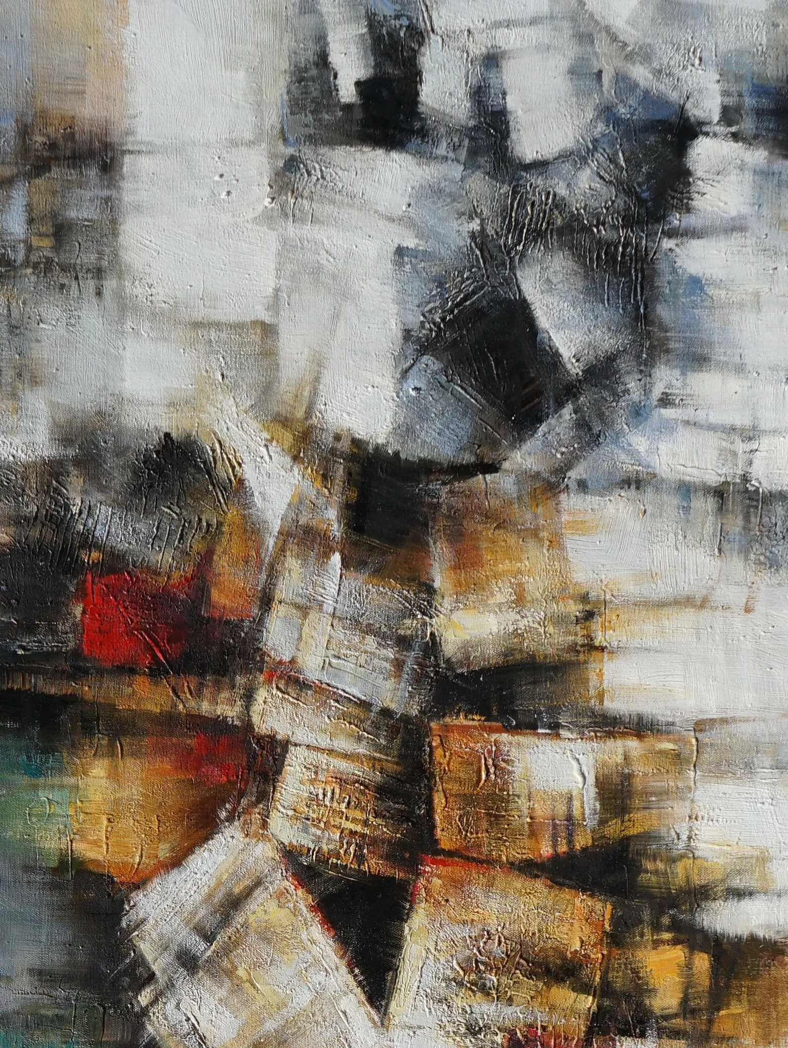 Green Gray Abstract Painting For Living Room Office Art Ap077