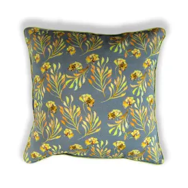Grey and Yellow Floral Web printed Cushion Cover set of 2
