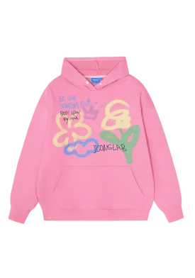 Hand Painted Colorful Floral Hoodie
