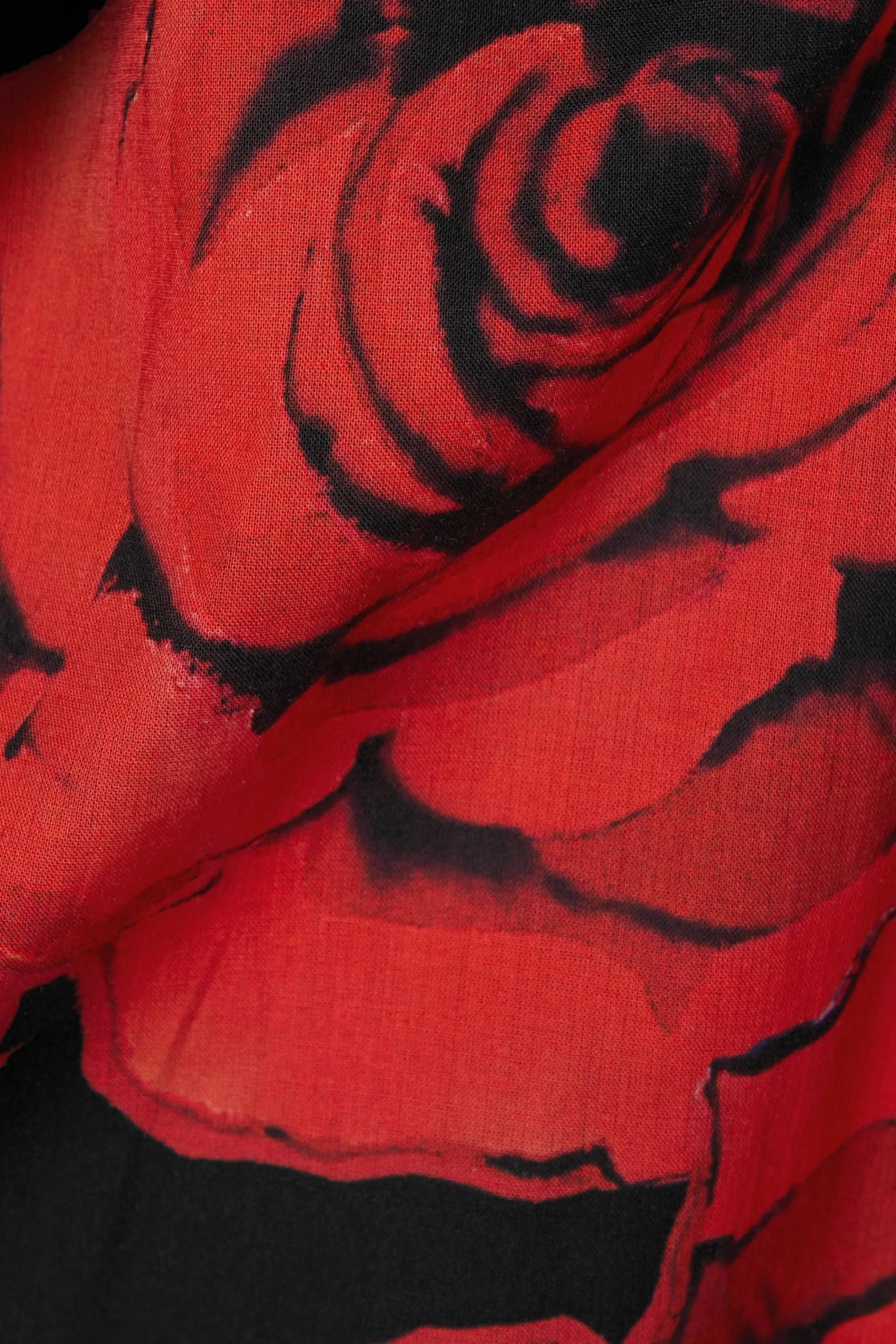 Hand Painted Red Rose Shirt Dress