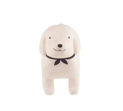 Handmade Tiny Wooden Animals - White Dachshund Dog