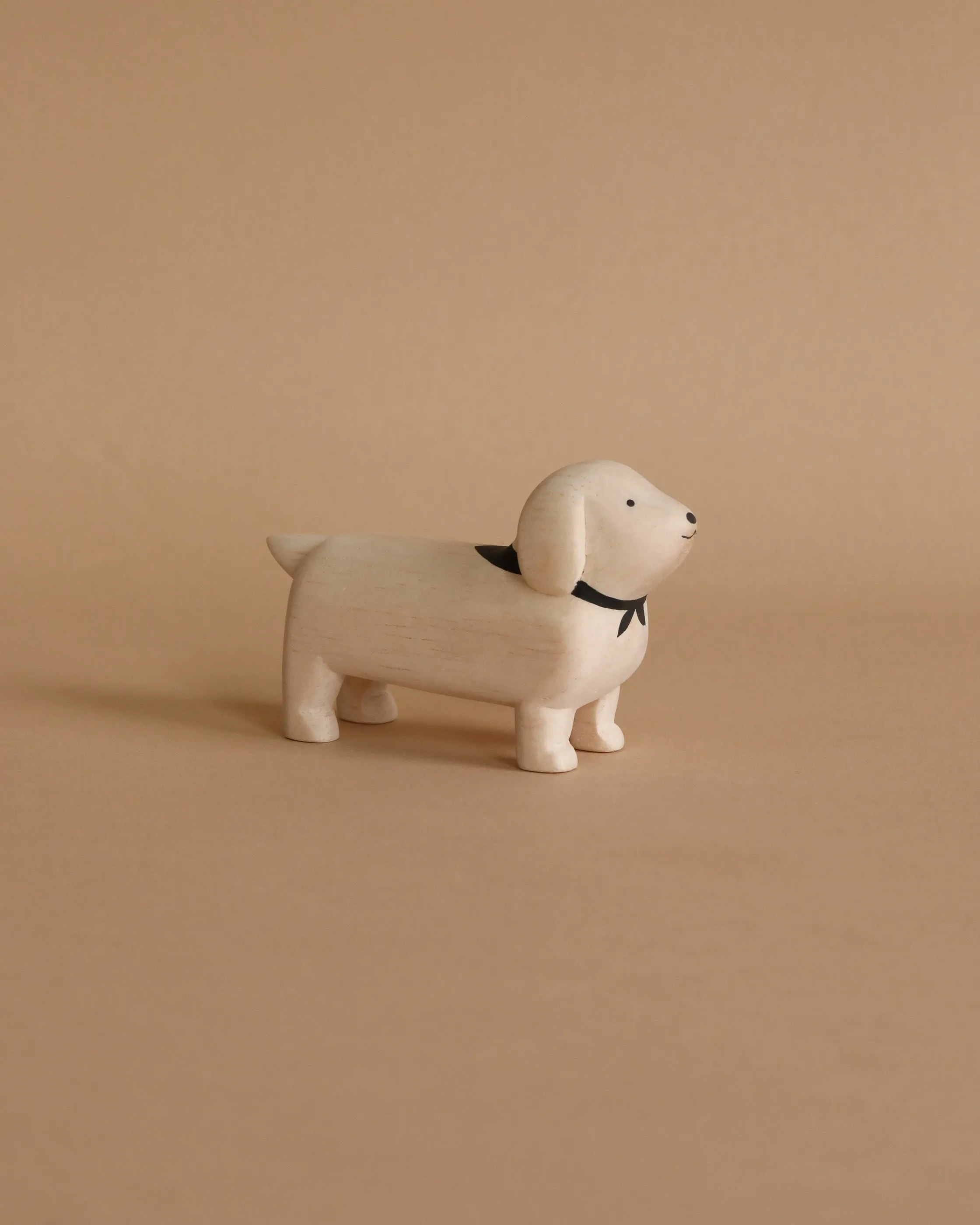 Handmade Tiny Wooden Animals - White Dachshund Dog