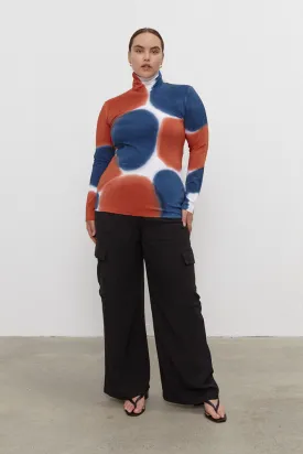 Kat Turtle Neck Top Navy/Brown