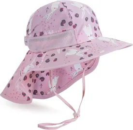 Kids Sun Hat UPF 50  Boy Girl Protection Hat Wide Brim Beach Hats with Mesh and Adjustable Chin Strap
