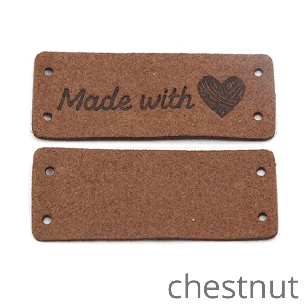 Labels/Tags Faux Suede Rectangular: Made with Love (Heart)