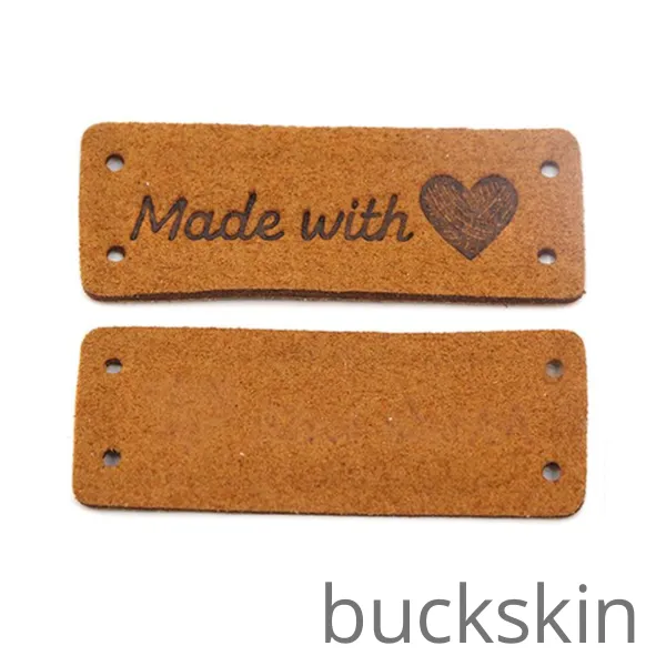 Labels/Tags Faux Suede Rectangular: Made with Love (Heart)