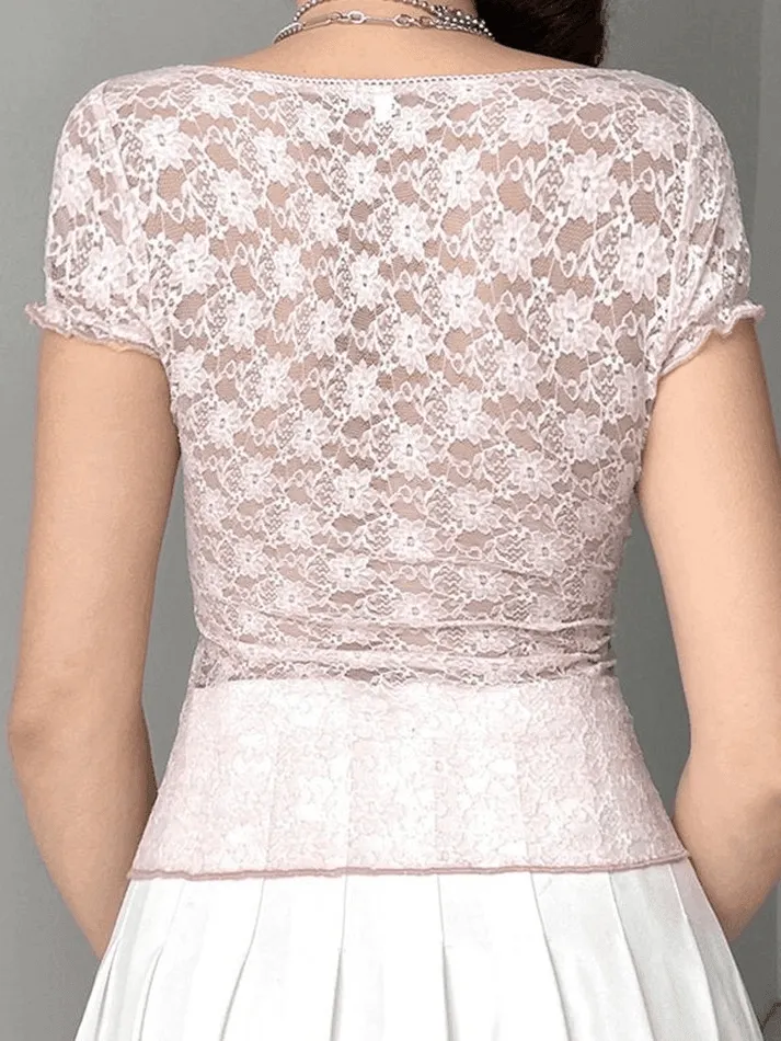 Lace Patchwork Crop Blouse