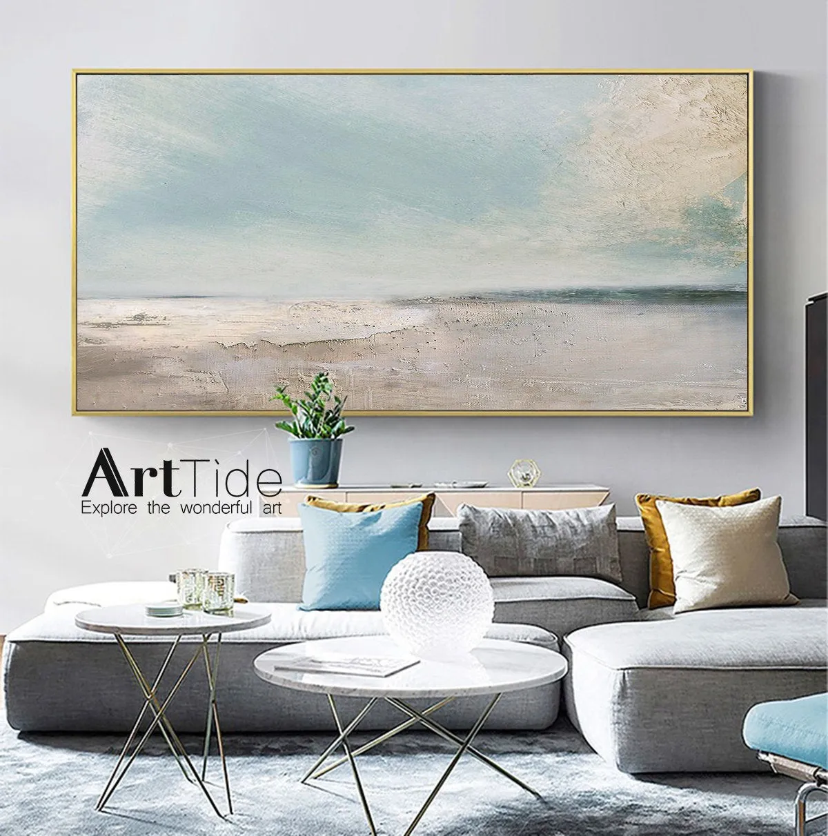 Large Beach Painting Cloud Painting Abstract Landscape Painting Ap040