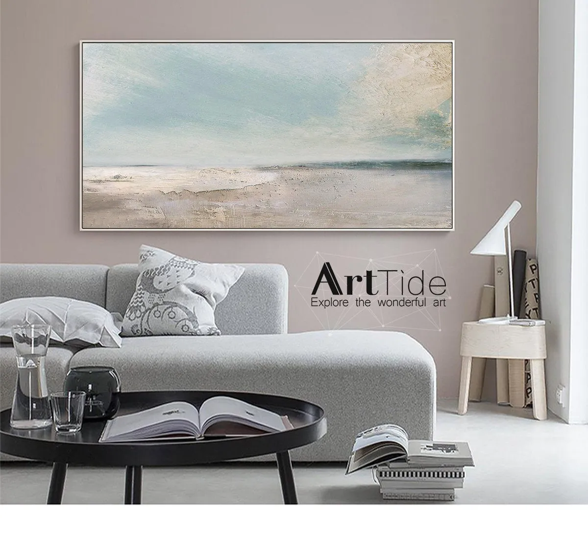 Large Beach Painting Cloud Painting Abstract Landscape Painting Ap040