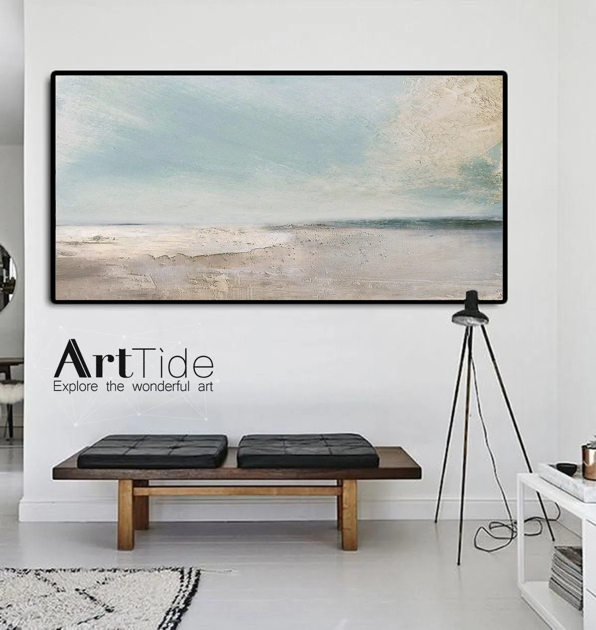 Large Beach Painting Cloud Painting Abstract Landscape Painting Ap040