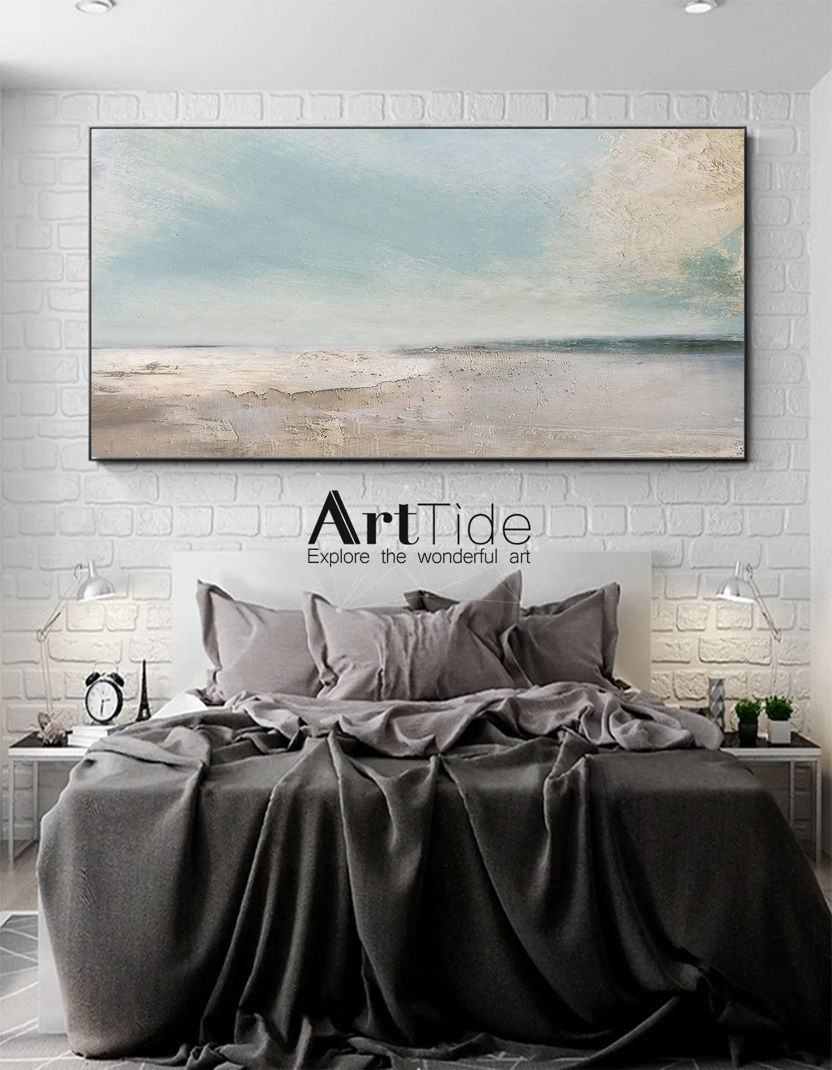 Large Beach Painting Cloud Painting Abstract Landscape Painting Ap040