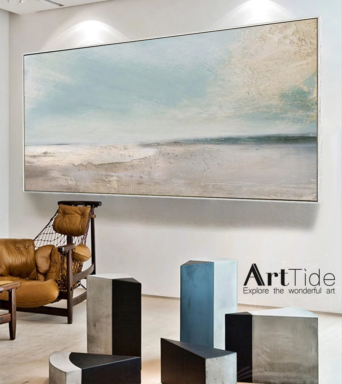 Large Beach Painting Cloud Painting Abstract Landscape Painting Ap040