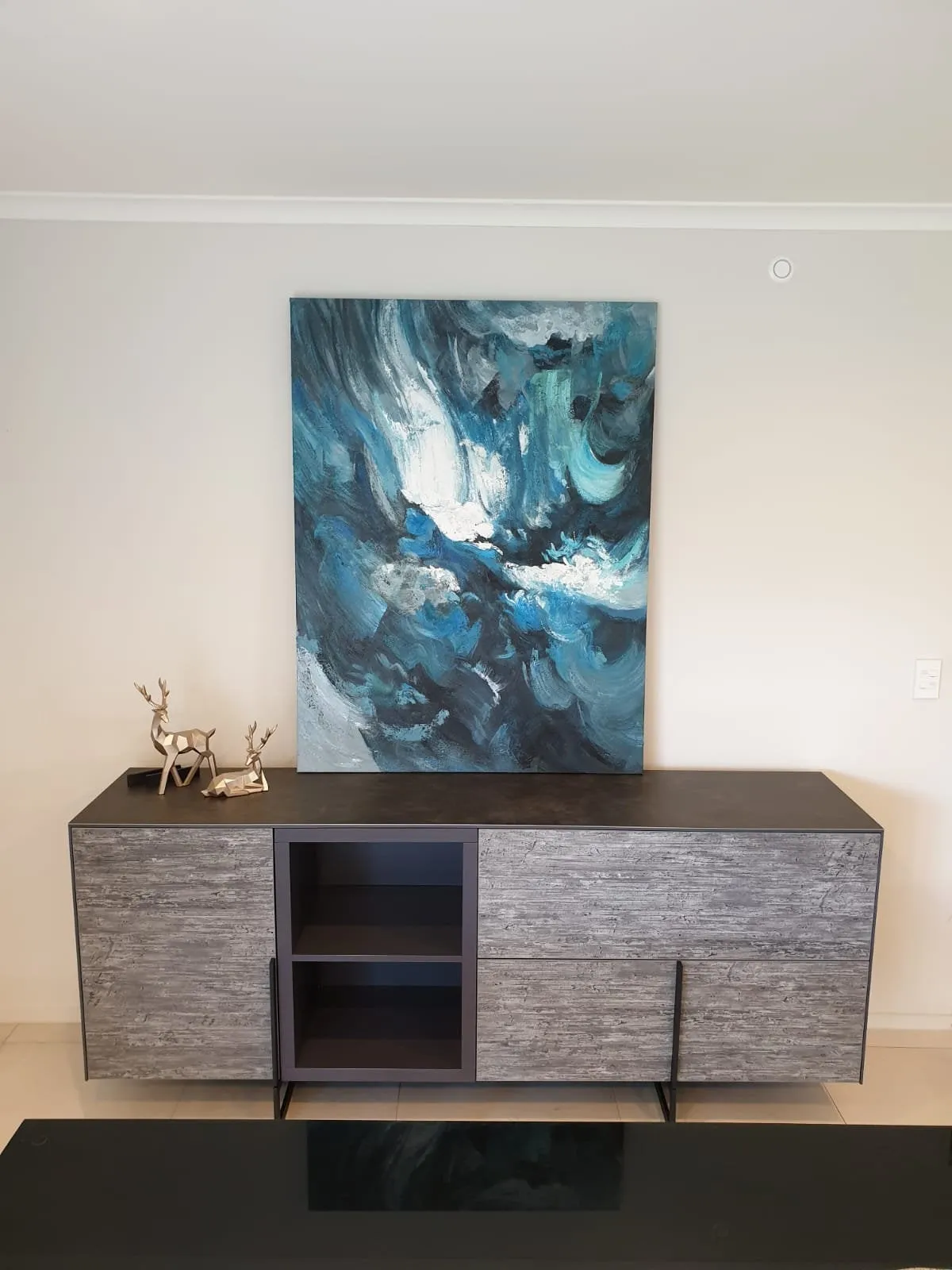 Large Blue Abstract Painting Modern Office Wall Art Original Artwork Kp126