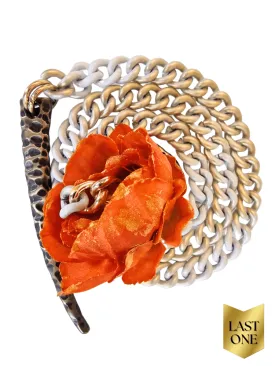 LAST ONE! FLORAL TIE KNOT Necklace - White & Bronze