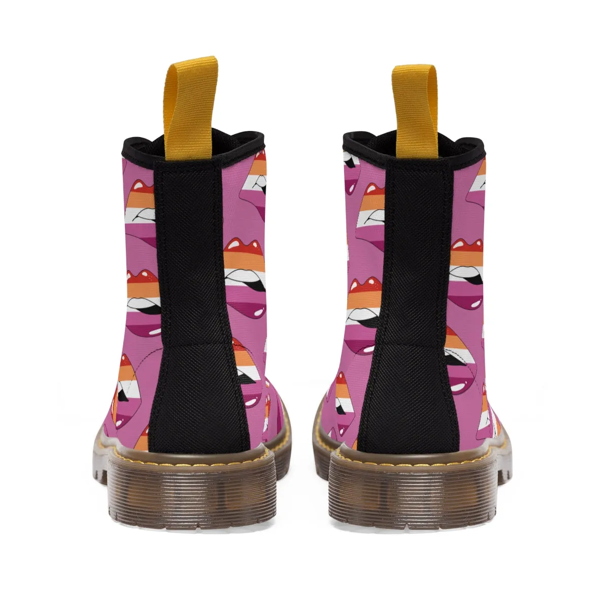 Lesbian Flag Kisses LGBTQ Purple Canvas Boots Unisex Size