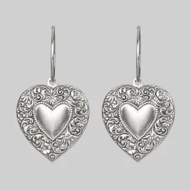 LOVE STRUCK. Heart Hoop Earrings - Silver