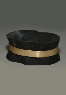 m.a  by Maurizio Amadei SILVER BAND CUFF WITH BLACK LEATHER