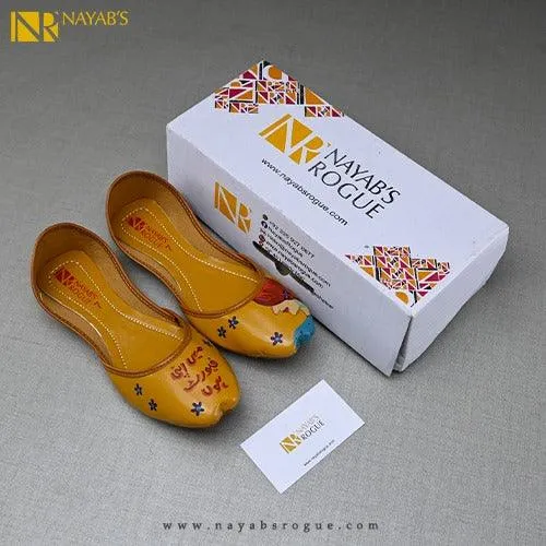 Main Apni Favourite Hoon Hand Painted khussa - Yellow