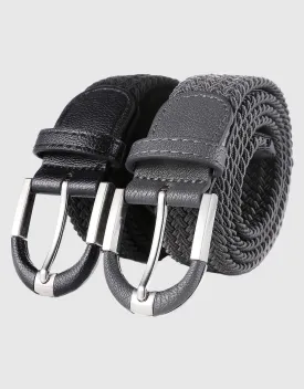 Men's Hopsack Weave 2- Pack Elastic Belt
