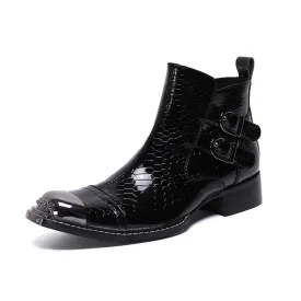 Mens Zip High Top 3cm Heel Boots