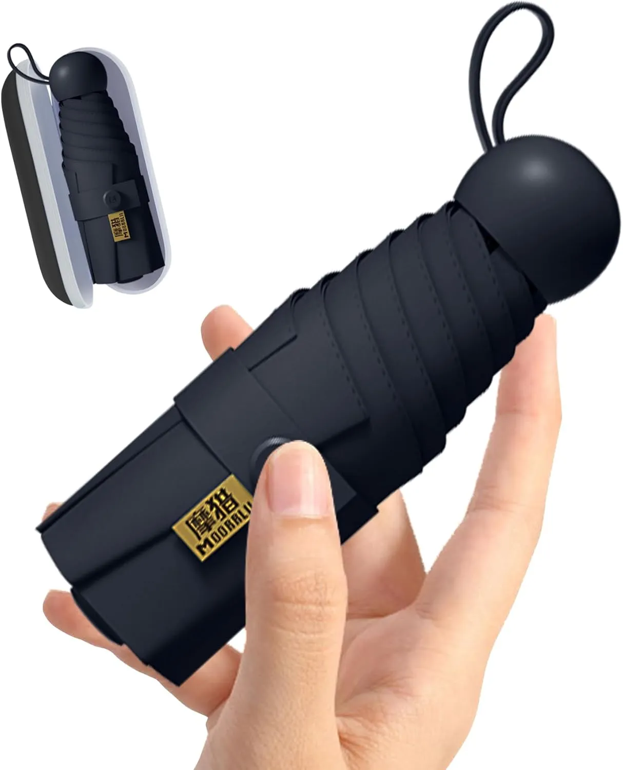 Mini Travel Folding Umbrella for Purse - UPF 50  Sun & Rain UV Protection, Windproof Small Compact Lightweight Design Fits in Pocket or Bag, Portable Wallet Parasol for Commuter, Men Women Boys Girls