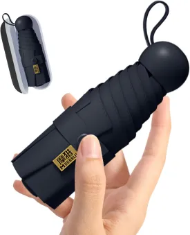 Mini Travel Folding Umbrella for Purse - UPF 50  Sun & Rain UV Protection, Windproof Small Compact Lightweight Design Fits in Pocket or Bag, Portable Wallet Parasol for Commuter, Men Women Boys Girls