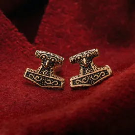 Mjolnir Golden Cufflinks, Stainless Steel