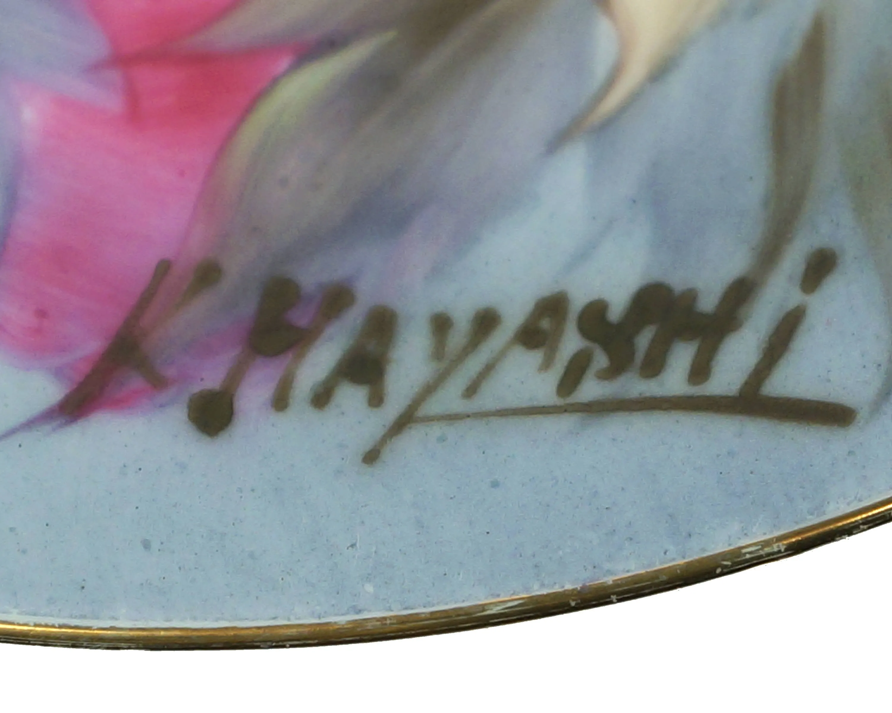 Occupied Japan Shofu China Plate Hand Painted Flowers Signed K Hayashi