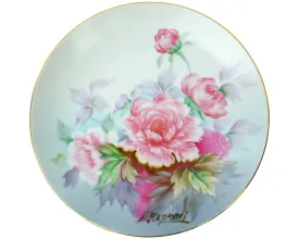 Occupied Japan Shofu China Plate Hand Painted Flowers Signed K Hayashi