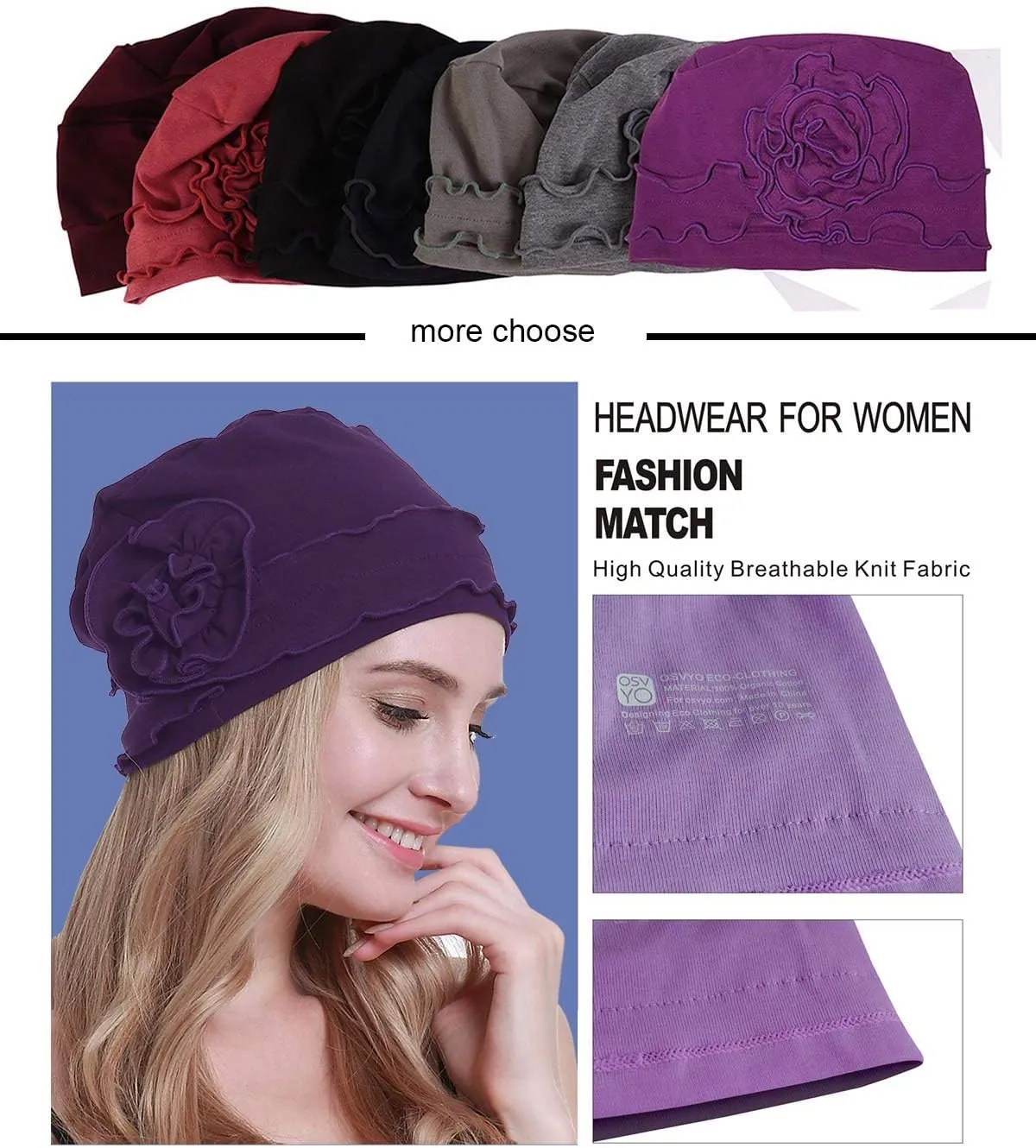 osvyo Chemo Headwear Turban Cap for Women - Cancer Beanie Hair Loss Sealed Packaging