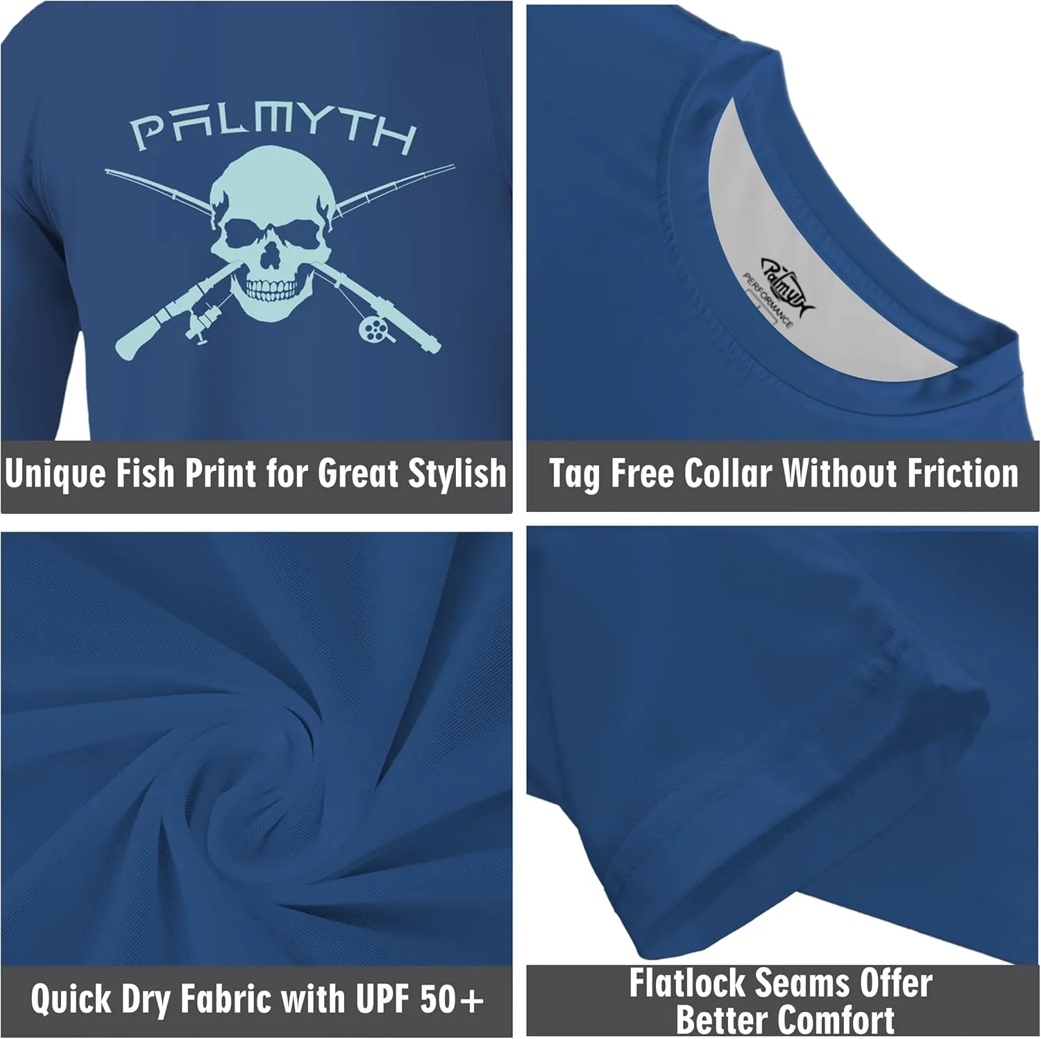 Palmyth Fishing Shirts for Men Long Sleeve UPF 50  T Shirt Sun Protection Tee