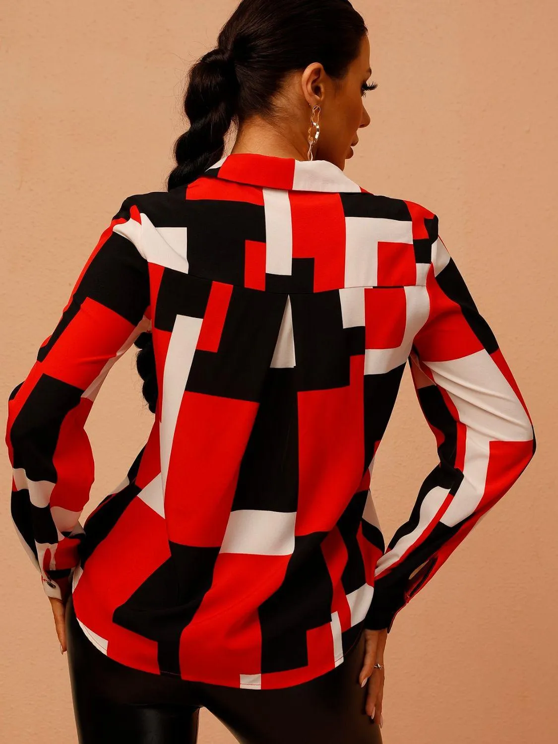 PATCHWORK BUTTON-UP LONG SLEEVES SHIRT