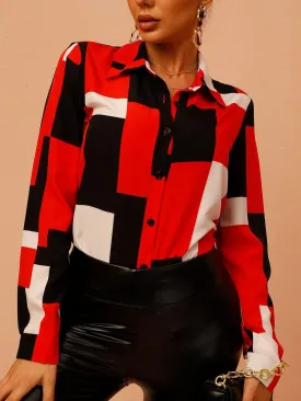 PATCHWORK BUTTON-UP LONG SLEEVES SHIRT